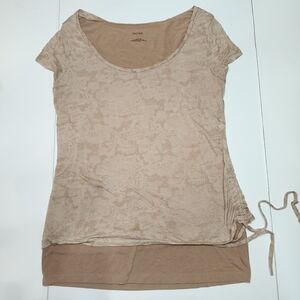 Tan Fitted Cap Sleeve Tie Front Tee
